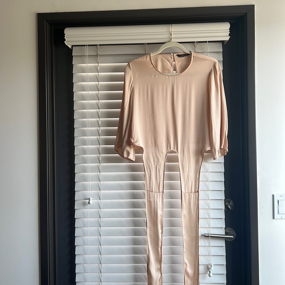 Zara Peach Silky Wrap Blouse